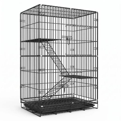 catio pour chat sécurisé trois niveaux noir