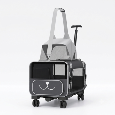 Poussette pour chat Chariot de Voyage grise