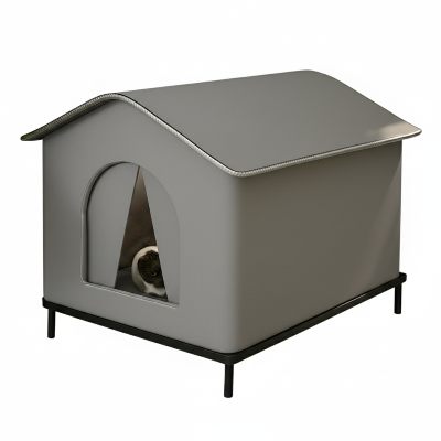 abri pour chat gris avec support
