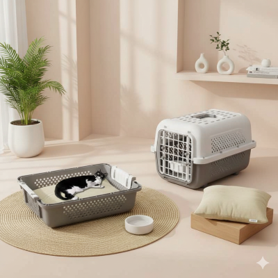 cage de transport pour chat avec plateau amovible