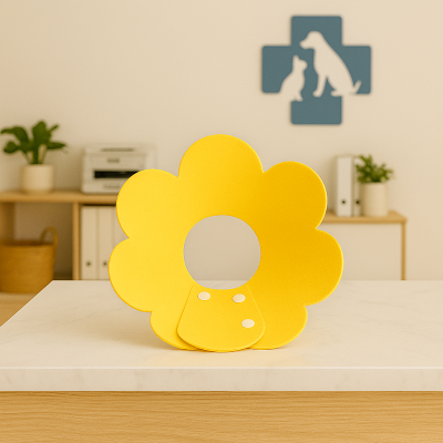 collerette chat jaune avec attaches