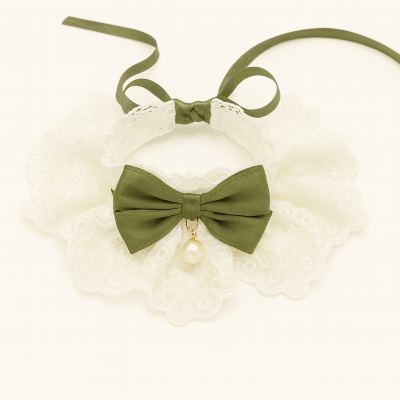 collier chat en dentelle variante vert