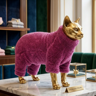combinaisons pour chats sphynx Polaire Doux chat or sur présentoir