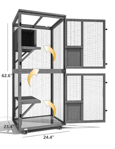 enclos pour chat extérieur multi niveaux dimension