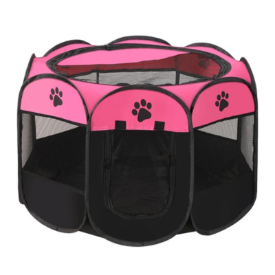 enclos pour chat pliable rose