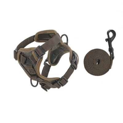 harnais chat confortable et laisse brun terre