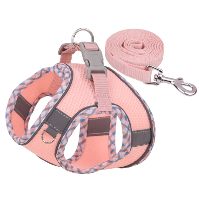 harnais chat réfléchissant rose