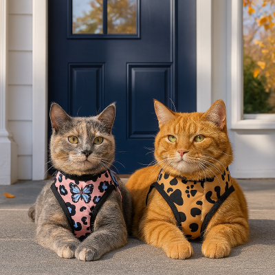 manteau pour chat extérieur léopard et papillon