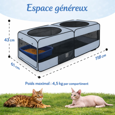 parc pour chat extérieur Double Deluxe dimensions