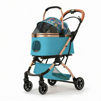 poussette animaux turquoise