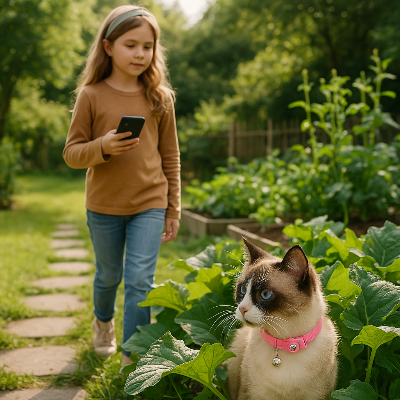 chatte portant collier gps trouvée par sa maîtresse