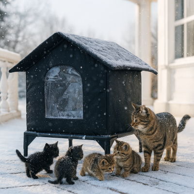cabane pour chat toutes saisons chatons