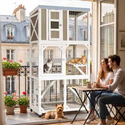 catio balcon sécurisé avec plateformes