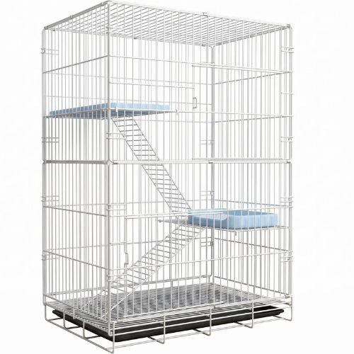 catio pour chat sécurisé trois niveaux blanc