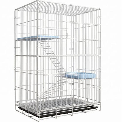 catio pour chat sécurisé trois niveaux blanc