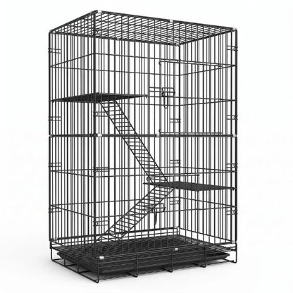 catio pour chat sécurisé trois niveaux noir