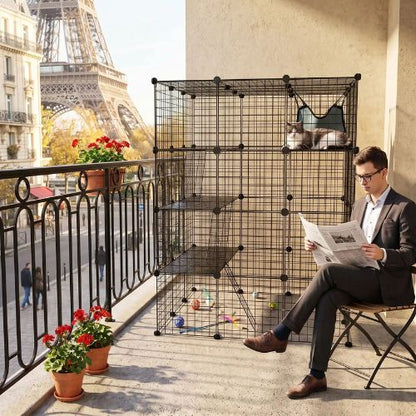 Catio pour chats Modulable carré pour balcon