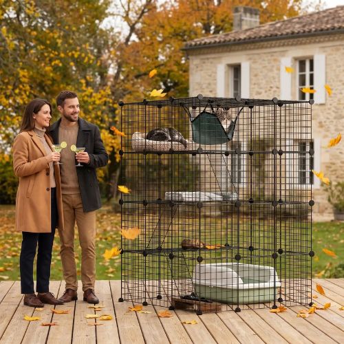 Catio pour chats Modulable carré pour terrasse
