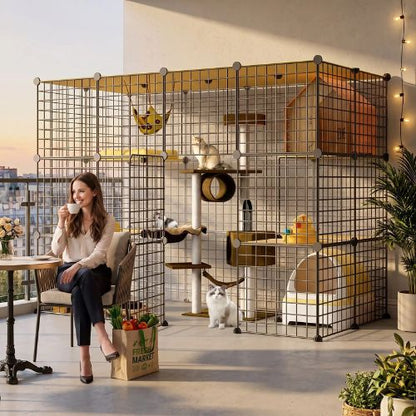 catio pour chats modulable horizontal pour le balcon