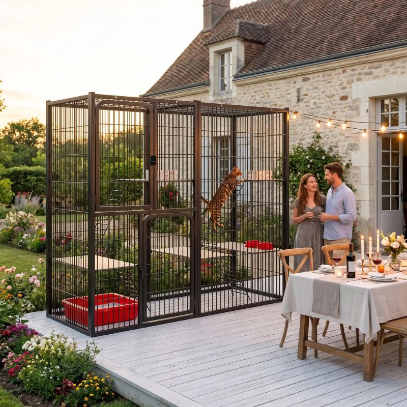 catio pour chats sécurisé pour la terrasse