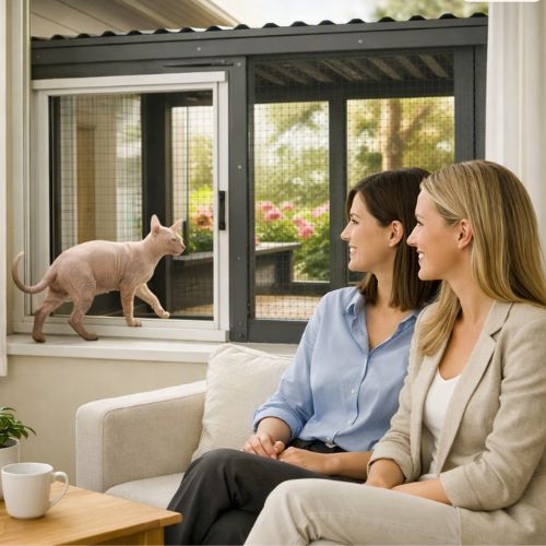 Catio pour chats sortie vers extérieur
