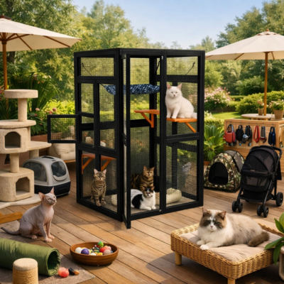 enclos pour chat extérieur pour la terrasse