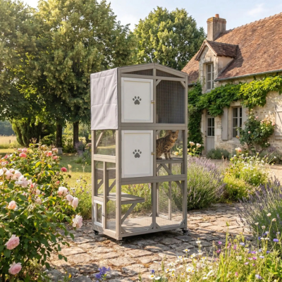 enclos pour chats au jardin