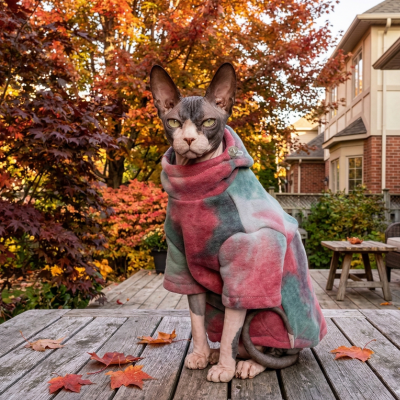 hoodies pour chats sphynx Mode Polaire sur terrasse