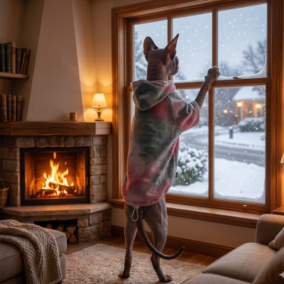 hoodies pour chats sphynx Mode Polaire chat à la fenêtre