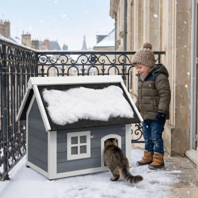 niche pour chat hiver