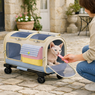 poussette chats multifonction ouverture avant