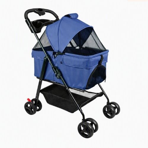 Poussette pour chat 3-en-1 Pliable bleue