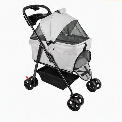 Poussette pour chat 3-en-1 Pliable grise