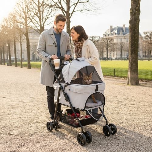 poussette pour chat 3-en-1 Pliable pour promenade