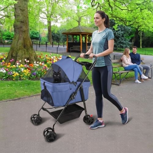 Poussette pour chat 3-en-1 Pliable pour marche