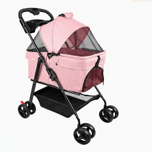 Poussette pour chat 3-en-1 Pliable rose