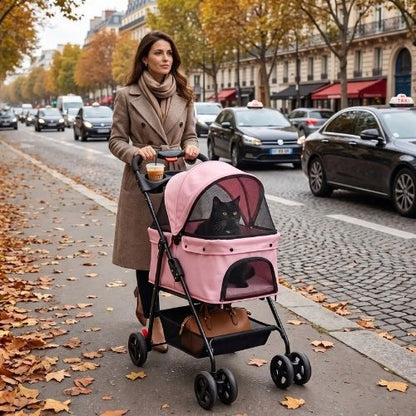 Poussette pour chat 3-en-1 Pliable sécuritaire