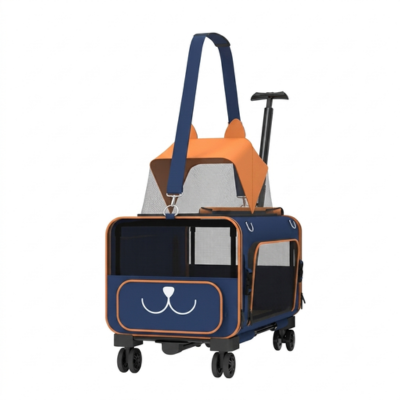 Poussette pour chat Chariot de Voyage bleue et orange