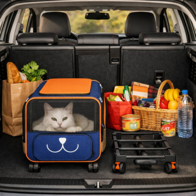 Poussette pour chat Chariot de Voyage rangement dans le coffre