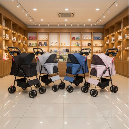 poussette pour chat sécurisée et pliable couleurs disponibles