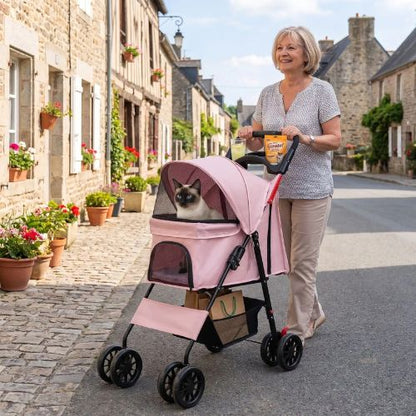 poussette pour chat sécurisée et pliable pour les courses