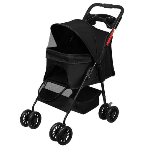 poussette pour chat sécurisée et pliable noire