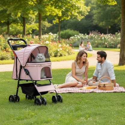 poussette pour chat sécurisée et pliable pour les sorties au parc