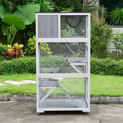 Outdoor Solid Wood Cat Cage with Wheels Movable Climbing Rain Protection Sun Corrosion Insulation Large Household