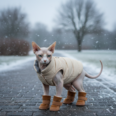bottes pour chat hivernales brunes manteau pour chat Frileux