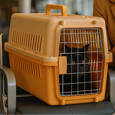 caisse de transport pour chat Avion orange