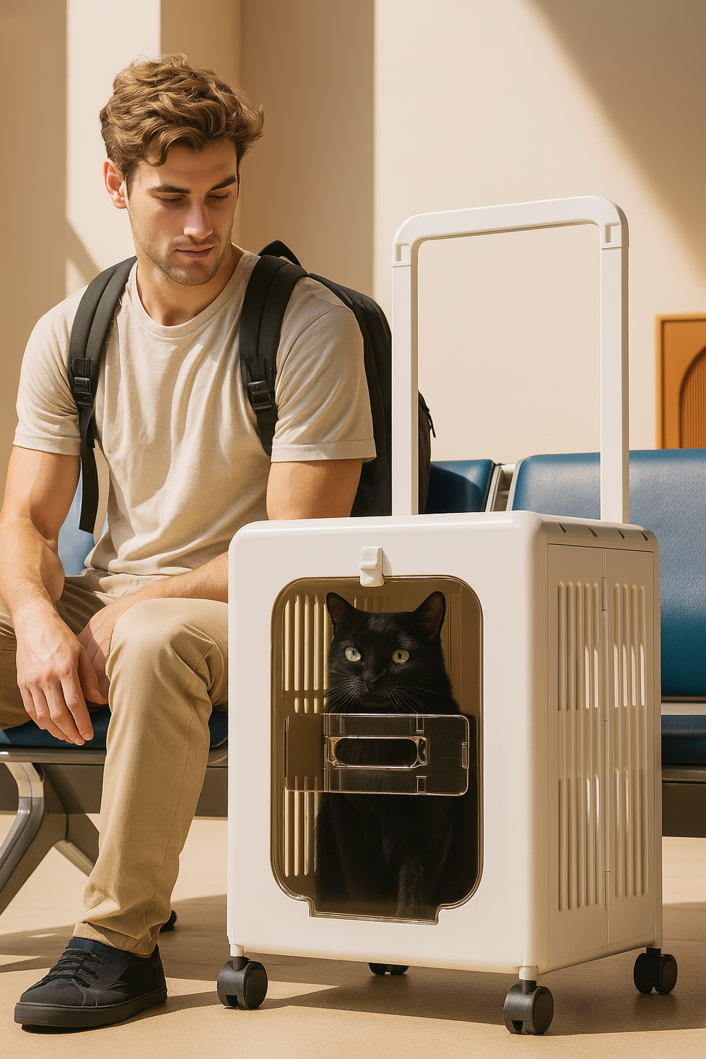 caisse de transport pour chat homologuee beige imageIA