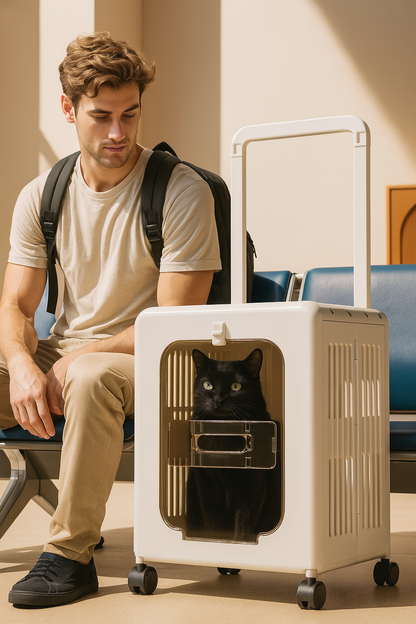 caisse de transport pour chat homologuee beige imageIA