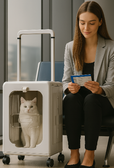 caisse de transport pour chat homologuee grise imageIA