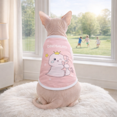 chandails pour chats sphynx rose sur chat